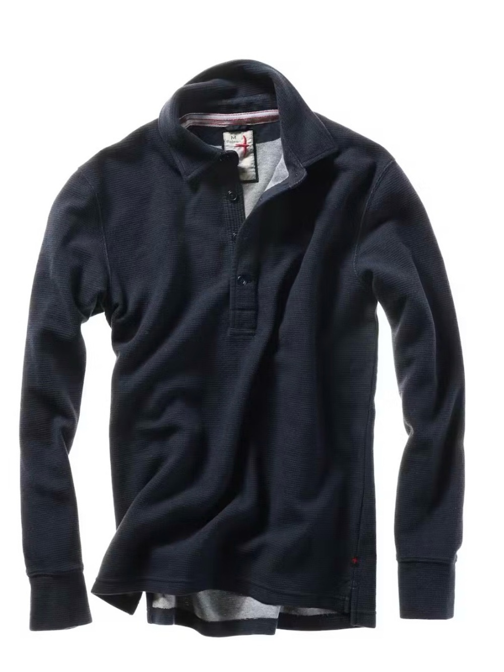 RELWEN MICRO WAFFLE POLO, SIZE LARGE